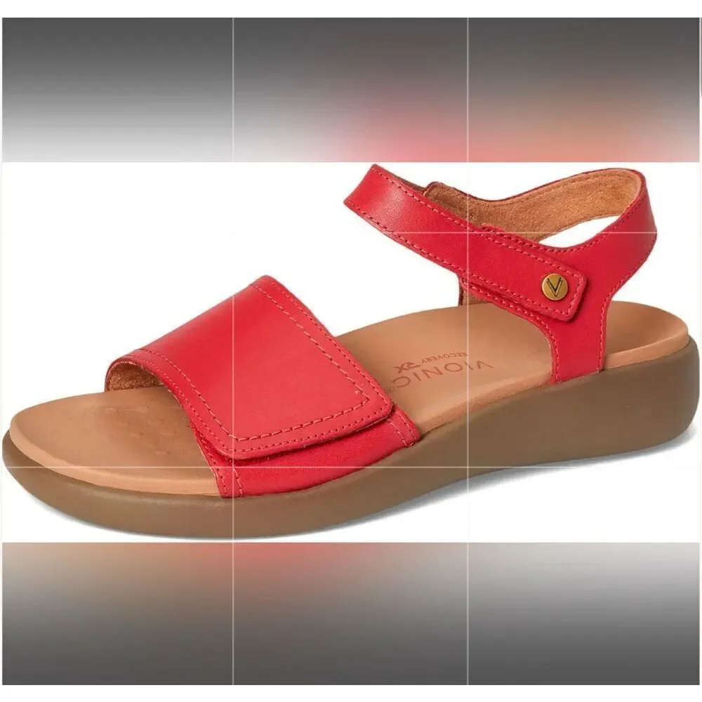 VIONIC Leather Awaken Recovery Supportive Adjustable Strap Sandals Flats Womens